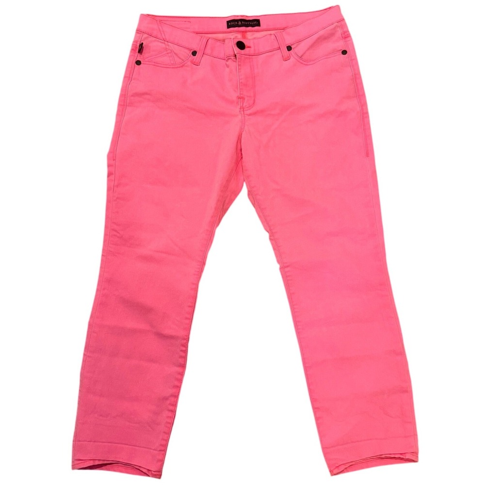 Rock Republic Hot Pink Neon Jeans Womens Size 14 Cropped